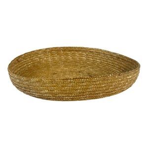 African Coiled Woven Basket 13" Gathering Herbs Flowers Fruit Vtg Natural Bowl